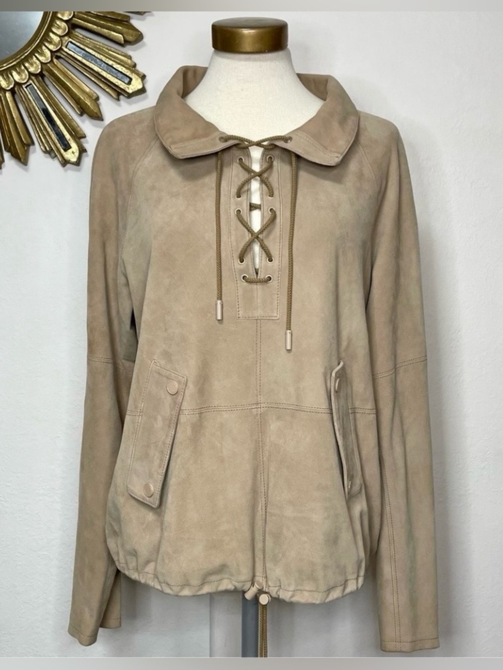 W By Worth Suede Lace Up Top